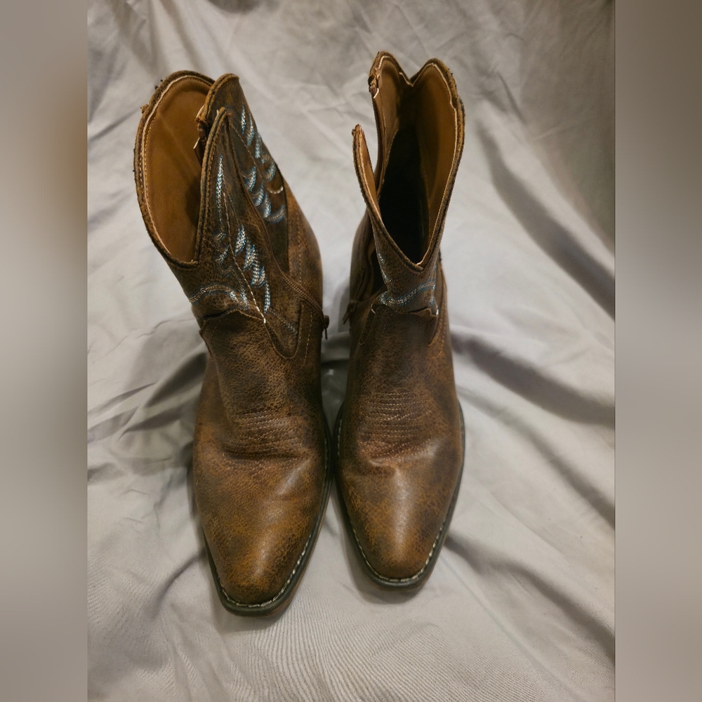 Roper Brown Cowboy Western Boots Leather Classic